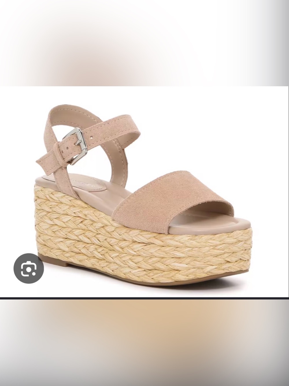 Marc Fisher Nude Platform Espadrilles Sandal With Ankle Strap Perfect Summer